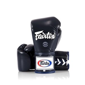 Боксерские профессиональные перчатки на шнуровке Fairtex BGL 6, Таиланд 8 oz Blue