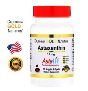 Высококонцентрированный Антиоксидант Астаксантин California Gold Nutrition Astaxanthin AstaLif 12 mg. США