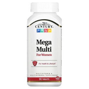 Мультивитамины и мультиминералы для женщин 21 st Century Mega Multi For Women, 90 шт. США