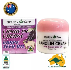 Омолаживающий и увлажняющий крем с Ланолином Healthy Care Lanolin with Grape Seed Oil, 100 гр. Австралия