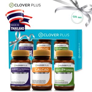 Витаминно-минеральный комплекс в наборе Clover Plus Bilberry & Marigold + Calcad + Multi B + Ginkgo, 90 капсул. Таиланд