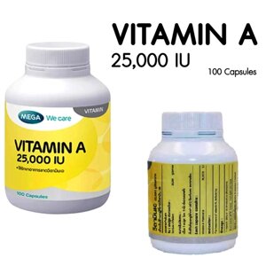 Витамин A Mega We Care Vitamin A 25,000 IU, 100 капсул. Таиланд