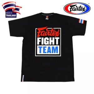 Футболка Fairtex T-Shirt Fairtex Fight Team TST51, Таиланд M ЧЕРНЫЙ С КРАСНО-СИНИМ ПРИНТОМ