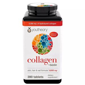 Youtheory Collagen Advanced Formula Type 1,2 3 - 6000 mg. Коллаген для кожи, волос и ногтей, 390 таб. США