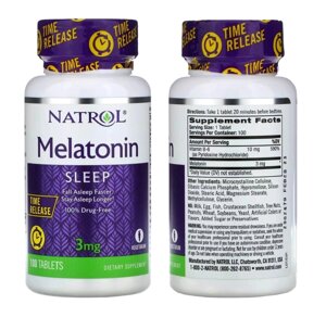 Препарат для нормализации сна Natrol Advanced Melatonin Calm Sleep, 3 mg / 5 mg / 10 mg США в Москве от компании Тайская косметика и товары из Таиланда - Melissa