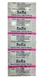 Парацетамол 500 мг. SaRa, 10 таблеток, Таиланд