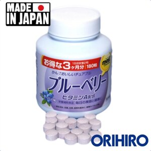 Таблетки для зрения с Черникой и Витамином A Orihiro Blueberry Most, курс 90 дней, 180 таблеток. Япония