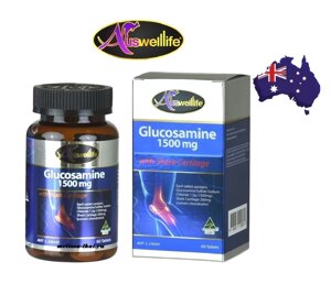 Глюкозамин и Акулий Хрящ для суставов, связок и костей Auswelllife Glucosamine 1500 mg with Shark Cartilage