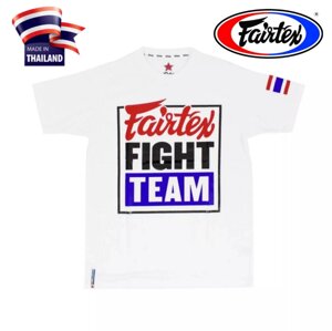 Футболка Fairtex T-Shirt Fairtex Fight Team TST51, Таиланд S БЕЛЫЙ С КРАСНО-СИНИМ ПРИНТОМ