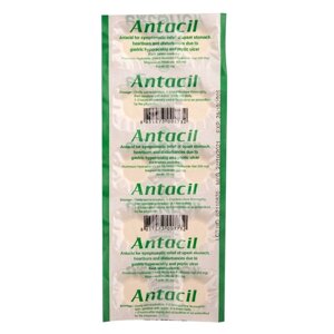 Таблетки от изжоги и для восстановления кислотности желудка Антацил Antacil, Таиланд
