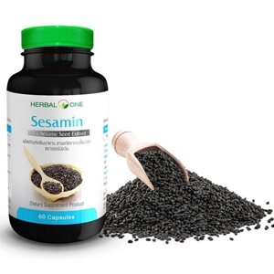 Капсулы общеукрепляющего действия с экстрактом Семян Кунжута Sesamin Black Seed Extract Herbal One, Таиланд