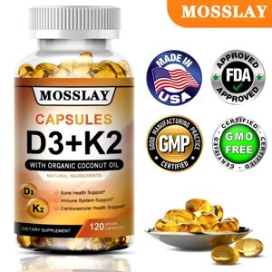 Витамин D3 + K2 Mosslay Capsules с органическим Кокосовым маслом. США