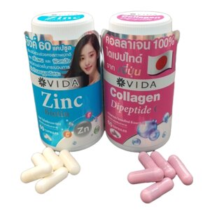 Комплекс для волос, кожи, ногтей и суставов Vida Collagen Dipeptide и Vida Zinc Biotin.