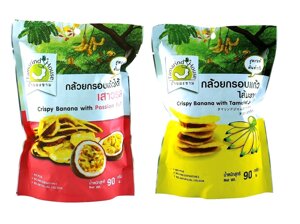 Чипсы банановые с Тамариндом и Маракуйя Tamarind House Crispy Banana, 90 гр. Таиланд (в ассортименте)