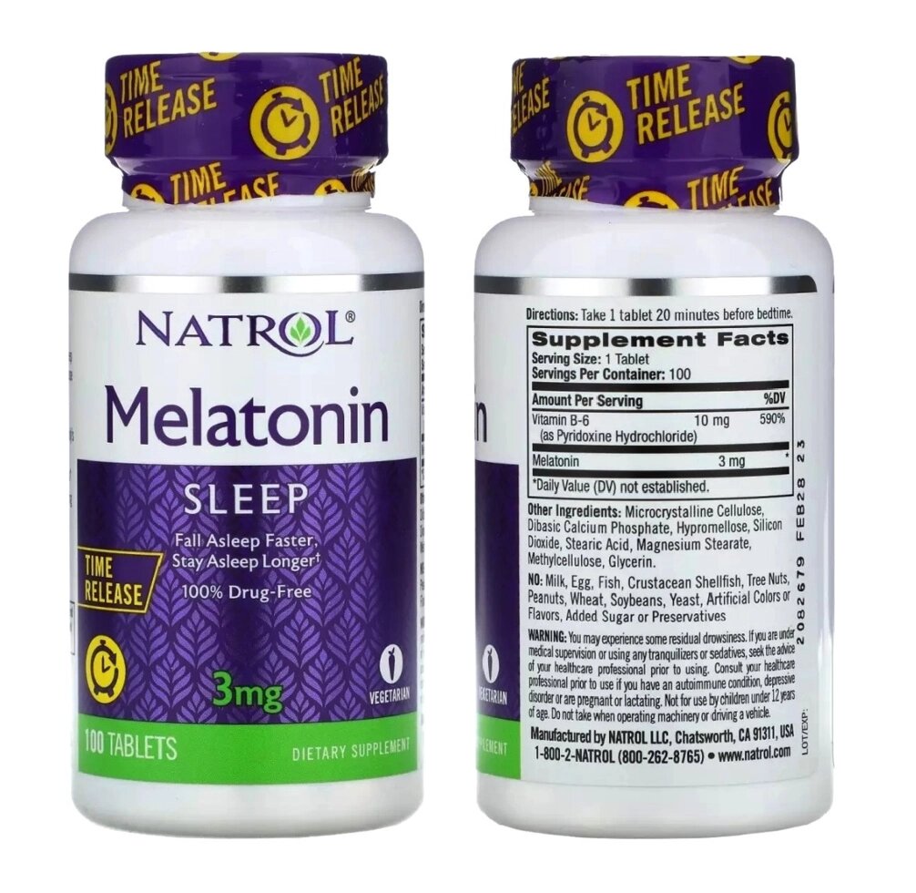 Препарат для нормализации сна Natrol Advanced Melatonin Calm Sleep, 3 mg / 5 mg / 10 mg США от компании Тайская косметика и товары из Таиланда - Melissa - фото 1