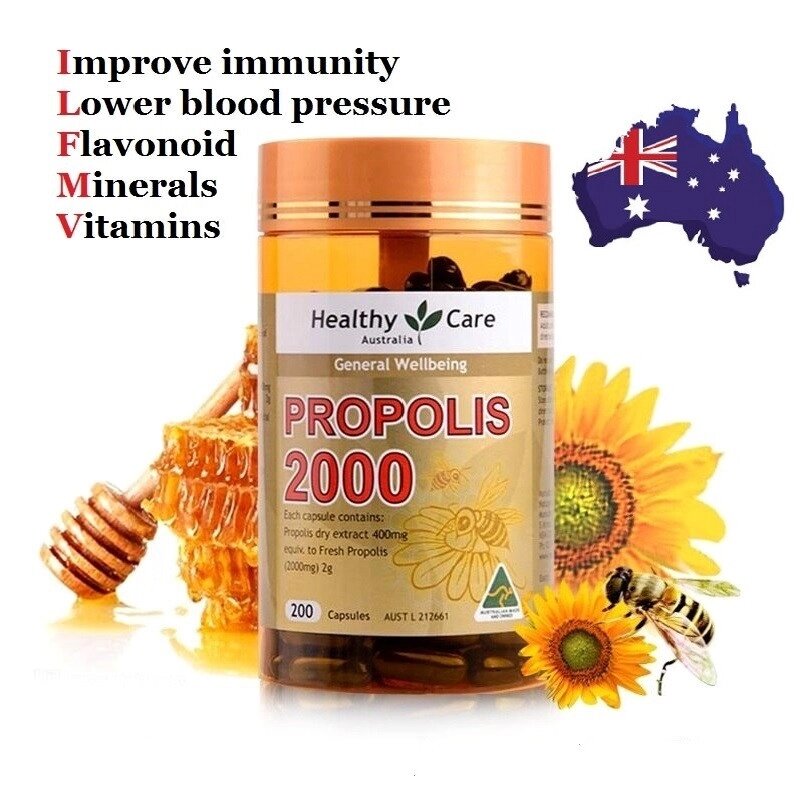 Прополис в капсулах Healthy Care Propolis 2000 Propolis Dry Extract 400 mg, 200 капсул Австралия от компании Тайская косметика и товары из Таиланда - Melissa - фото 1