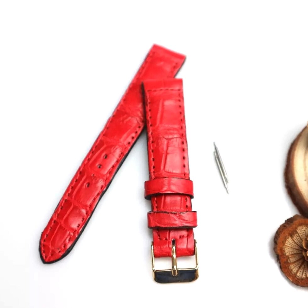 Ремешок для часов из Натуральной Кожи Крокодила Anas Genuine Crocodile Leather, красный, 18 мм. Таиланд от компании Тайская косметика и товары из Таиланда - Melissa - фото 1