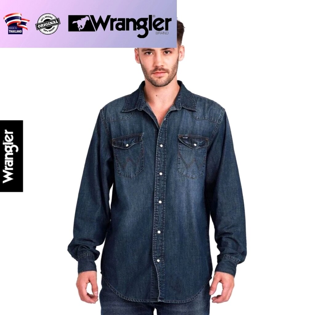 Рубашка джинсовая Wrangler Heritage Regular, модель WR W261R203 (оригинал) M от компании Тайская косметика и товары из Таиланда - Melissa - фото 1