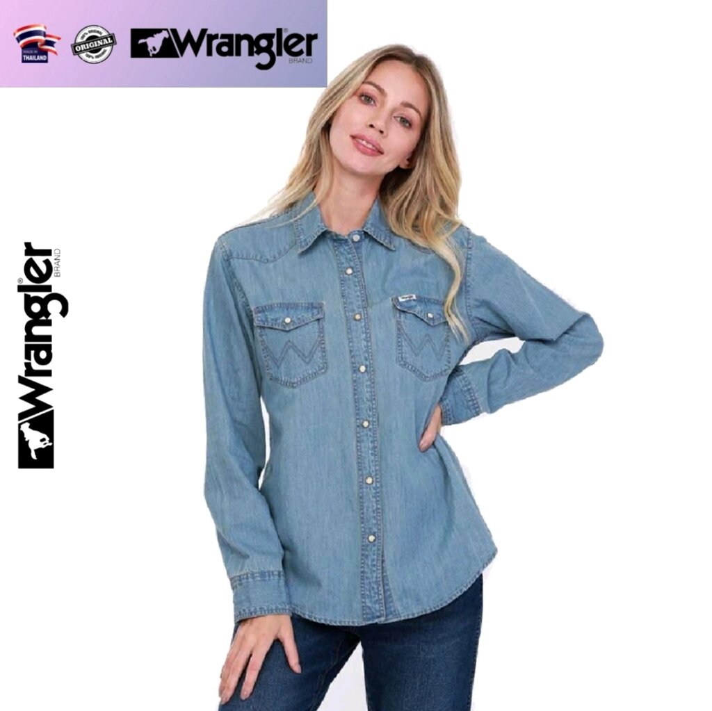 Рубашка женская джинсовая Wrangler Denim, модель WR W262R202 (оригинал) L от компании Тайская косметика и товары из Таиланда - Melissa - фото 1
