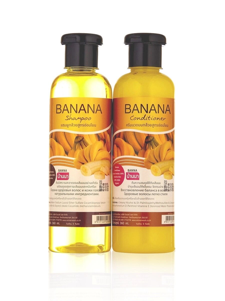 Шампунь + кондиционер для волос "Банан" /  Banana shampoo + conditioner, Banna, Таиланд, 360+360 мл. от компании Тайская косметика и товары из Таиланда - Melissa - фото 1