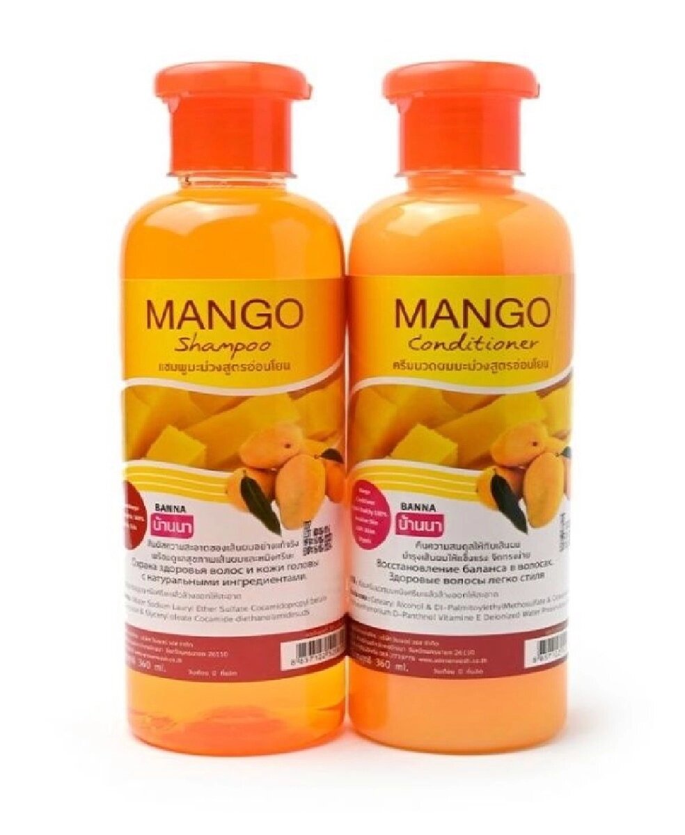 Шампунь + кондиционер для волос "Манго" /  Mango shampoo + conditioner, Banna, Таиланд, 360+360 мл. от компании Тайская косметика и товары из Таиланда - Melissa - фото 1