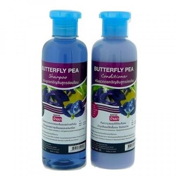 Шампунь + кондиционер для волос Мотыльковый горошек (синий чай) / Butterfly Pea shampoo + conditioner, Banna, 360+360 мл от компании Тайская косметика и товары из Таиланда - Melissa - фото 1