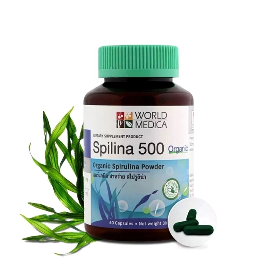 Спирулина в капсулах Khaolaor Spilina-500 Organic Spirulina Powder, Таиланд от компании Тайская косметика и товары из Таиланда - Melissa - фото 1