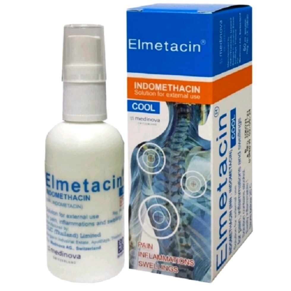 Спрей от мышечных и суставных болей Elmetacin Spray Cool 50 ml от компании Тайская косметика и товары из Таиланда - Melissa - фото 1