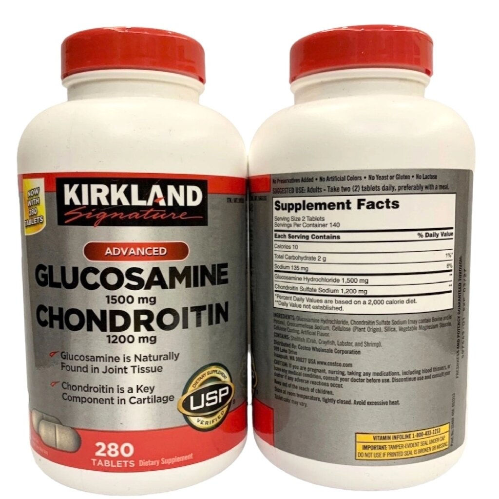 Таблетки для суставов и хрящей Kirkland Signature Advanced Glucosamine 1500 мг. Chondroitin Sulfate 1200 мг. 280 шт. от компании Тайская косметика и товары из Таиланда - Melissa - фото 1