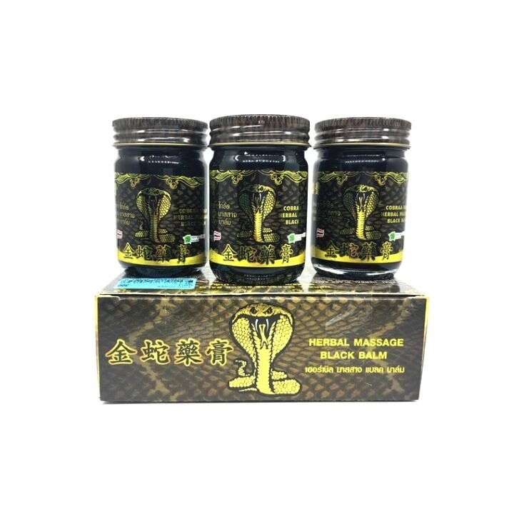 Тайский бальзам черный Cobra Gold Herbal Massage Black Balm Ton Pho Brand 3шт.  50 мл. Таиланд от компании Тайская косметика и товары из Таиланда - Melissa - фото 1