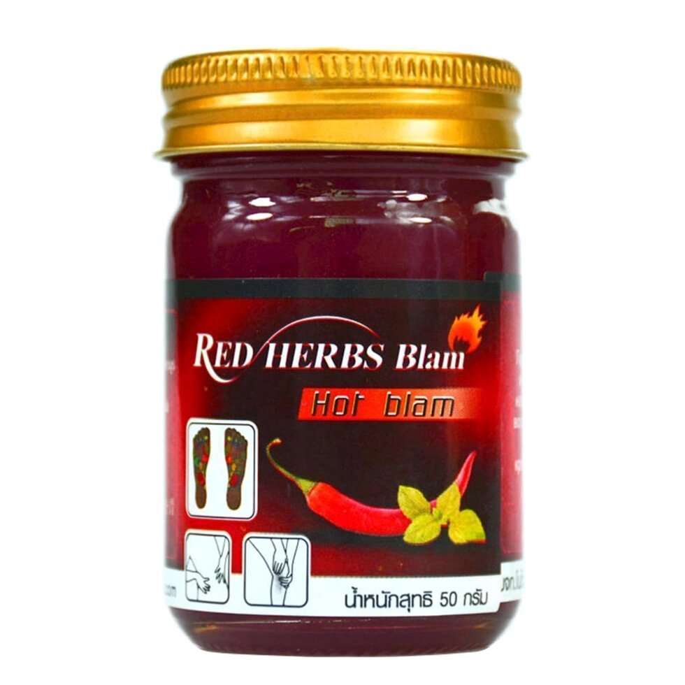 Тайский бальзам красный травяной с Чили Red Herbs Hot Balm, 50 мл., Таиланд от компании Тайская косметика и товары из Таиланда - Melissa - фото 1