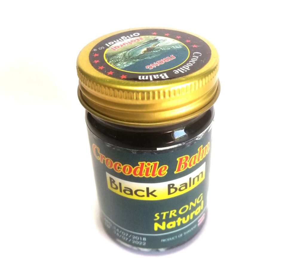 Тайский бальзам крокодиловый, черный Crocodile Black Balm Strong Natural, 50 мл., Таиланд от компании Тайская косметика и товары из Таиланда - Melissa - фото 1