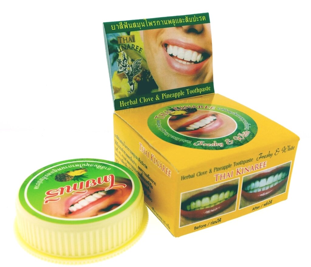 Thai Kinaree Pineapple Herbalize White Toothpaste / Ананасовая Зубная паста отбеливающая от компании Тайская косметика и товары из Таиланда - Melissa - фото 1