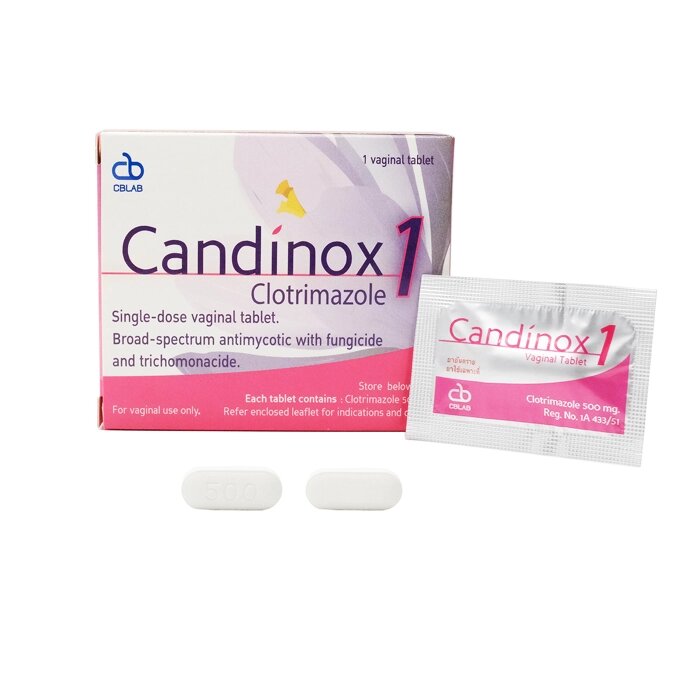 Вагинальная таблетка против молочницы и хламидиоза Candinox 1 Clotrimazole 500 mg. Таиланд от компании Тайская косметика и товары из Таиланда - Melissa - фото 1