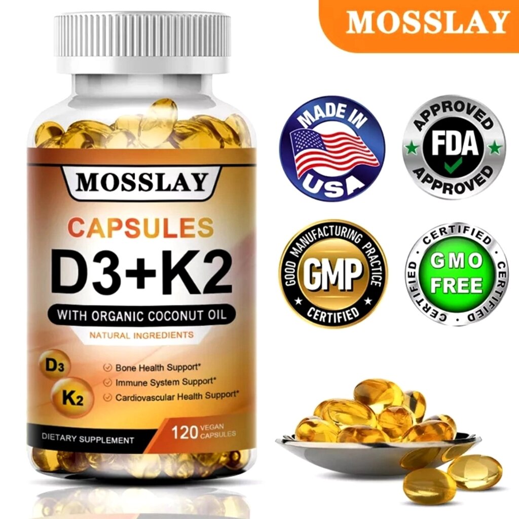 Витамин D3 + K2 Mosslay Capsules с органическим Кокосовым маслом. США от компании Тайская косметика и товары из Таиланда - Melissa - фото 1