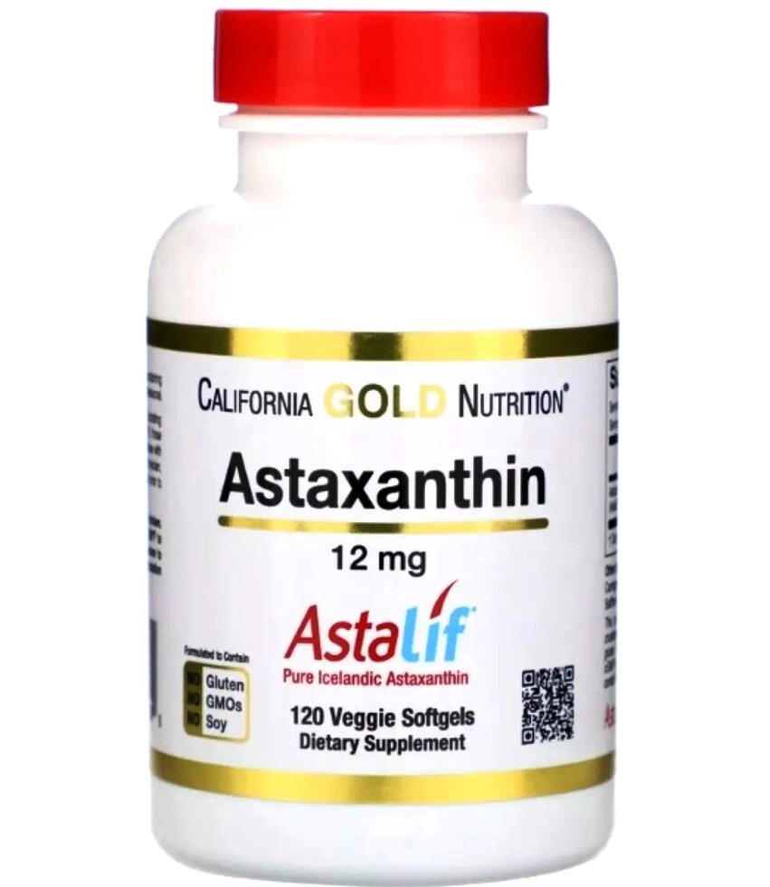 Высококонцентрированный Антиоксидант Астаксантин California Gold Nutrition Astaxanthin AstaLif 12 mg. США 120 КАПСУЛ от компании Тайская косметика и товары из Таиланда - Melissa - фото 1