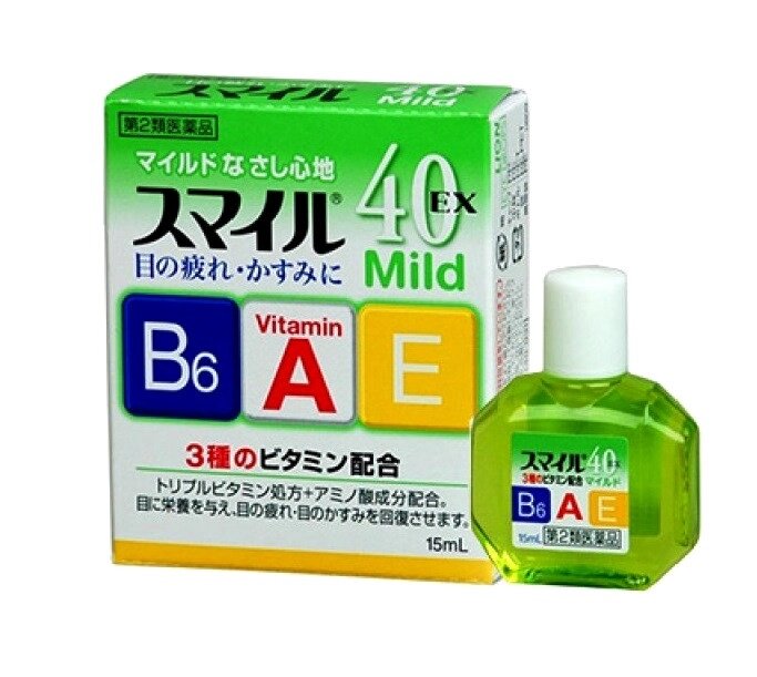 Японские глазные капли с витамином для поддержания остроты зрения Lion Smile 40 EX Mild, 15 мл. Япония от компании Тайская косметика и товары из Таиланда - Melissa - фото 1