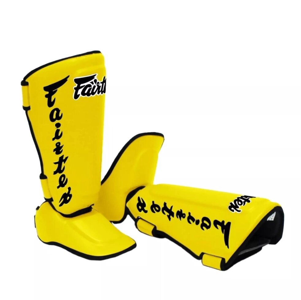 Защита голени, щитки Fairtex Twister Shin Pads SP7 L Yellow от компании Тайская косметика и товары из Таиланда - Melissa - фото 1