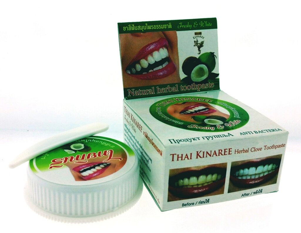 Зубная паста отбеливающая с экстрактом Кокоса / Thai Kinaree Coconut Extract Herbal Clove Toothpaste, Таиланд от компании Тайская косметика и товары из Таиланда - Melissa - фото 1