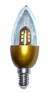 Лампа 4Вт 350Лм E14 6000К свеча золотая светодиодная Candle Gold D0408
