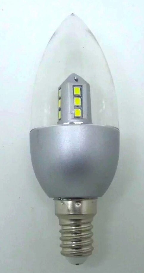 Лампа 4Вт E14 350Лм 6000К свеча серебро светодиодная Candle D0408 от компании ИП Набока В.М. - фото 1