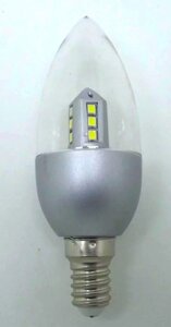 Лампа 4Вт E14 350Лм 6000К свеча серебро светодиодная Candle D0408