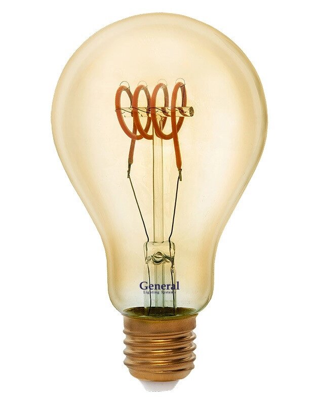 Лампа 6Вт 1800К 350Лм GLDEN-A75SS-6-230-E27-1800 Золотая филамент 661014 от компании ИП Набока В.М. - фото 1