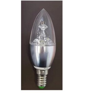 Лампа 7Вт светодиодная свеча A0715 UTLED Candle 490Lm E14 3000K Silver