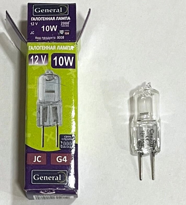 Лампа галогенная 12в 10Вт G4 капсульная G-JC-10-12-G4 8008 от компании ИП Набока В.М. - фото 1