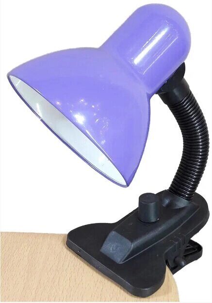 Лампа настольная с диммером UT-102A 60 Вт Е27 на прищепке фиолетовая ствол 12см шнур 1,5м Уютель ##от компании## Уютель - ##фото## 1