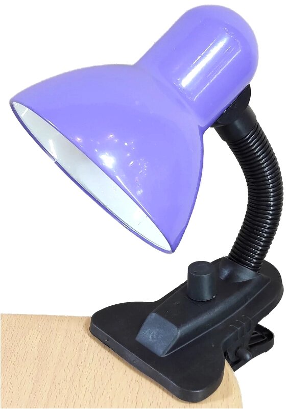 Лампа настольная с диммером UT-102A 60 Вт Е27 на прищепке фиолетовая ствол 12см шнур 1,5м от компании ИП Набока В.М. - фото 1