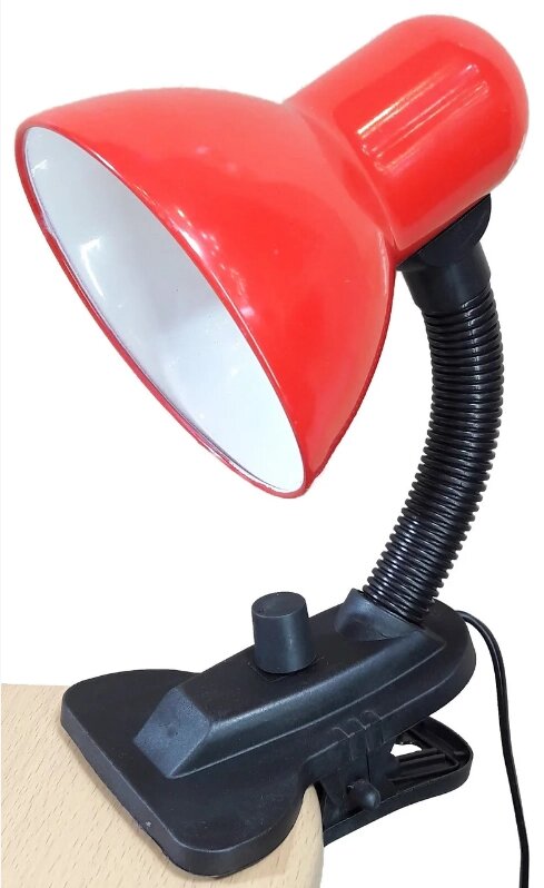 Лампа настольная с диммером UT-102A 60 Вт Е27 на прищепке красная ствол 12см шнур 1,5м от компании ИП Набока В.М. - фото 1