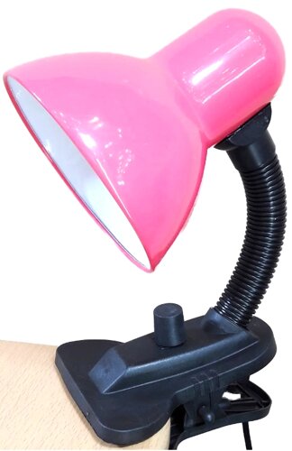 Лампа настольная с диммером UT-102A 60 Вт Е27 на прищепке розовая ствол 12см шнур 1,5м