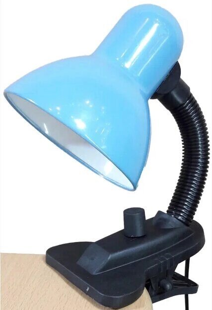 Лампа настольная с диммером UT-102A 60 Вт Е27 на прищепке синяя ствол 12см шнур 1,5м Уютель от компании Уютель - фото 1